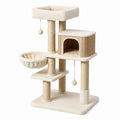 Arbre à chat en bois, polyester et sisal beige 140 cm