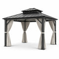 Pavillon en aluminium avec toit en acier galvanisé et rideaux en polyester, 3x3x2.7m