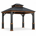 Pavillon en bois et acier avec toit en métal noir