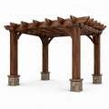 Pergola en Bois Massif avec Colonnes en Pierre