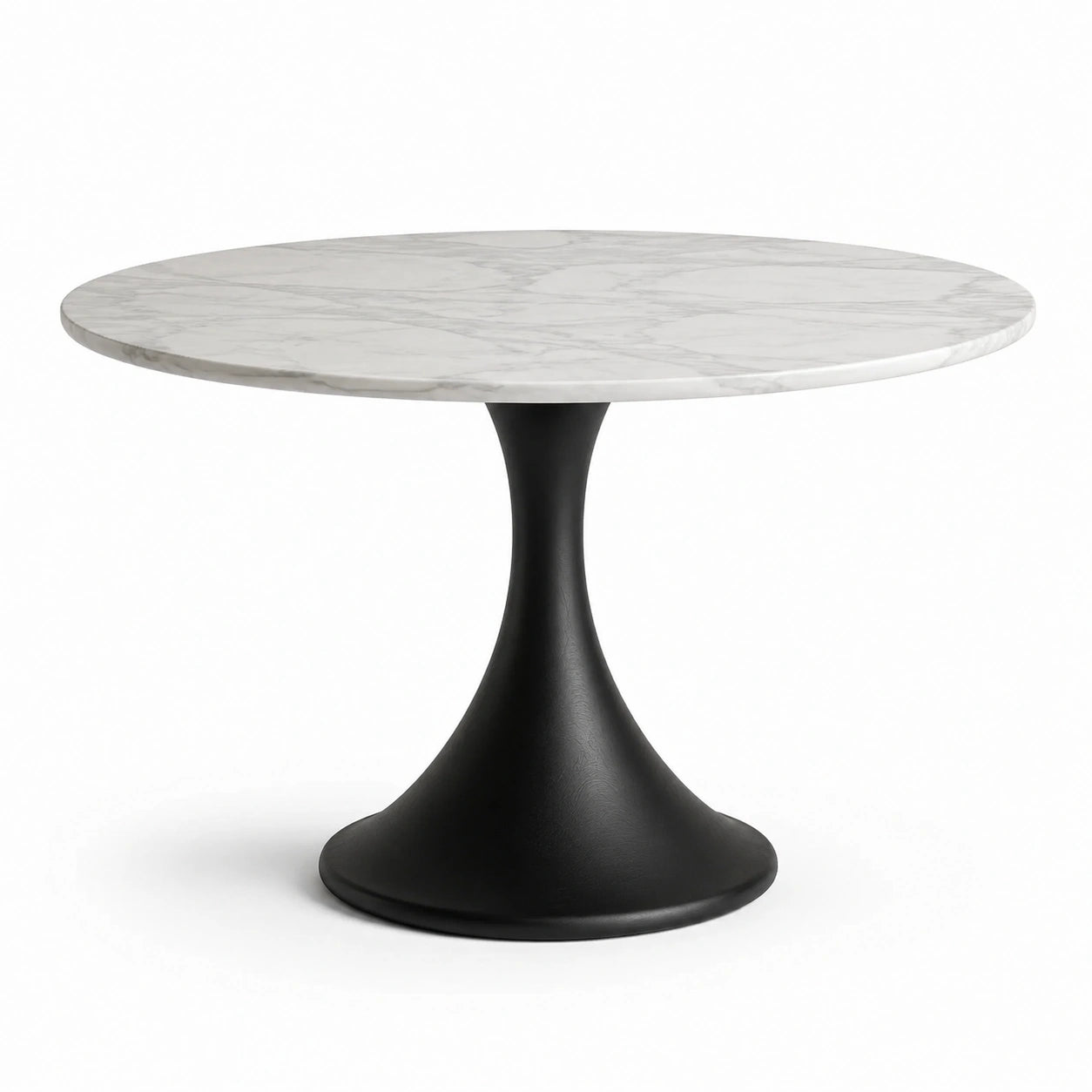 Table ronde en marbre avec pied en métal noir 120 cm