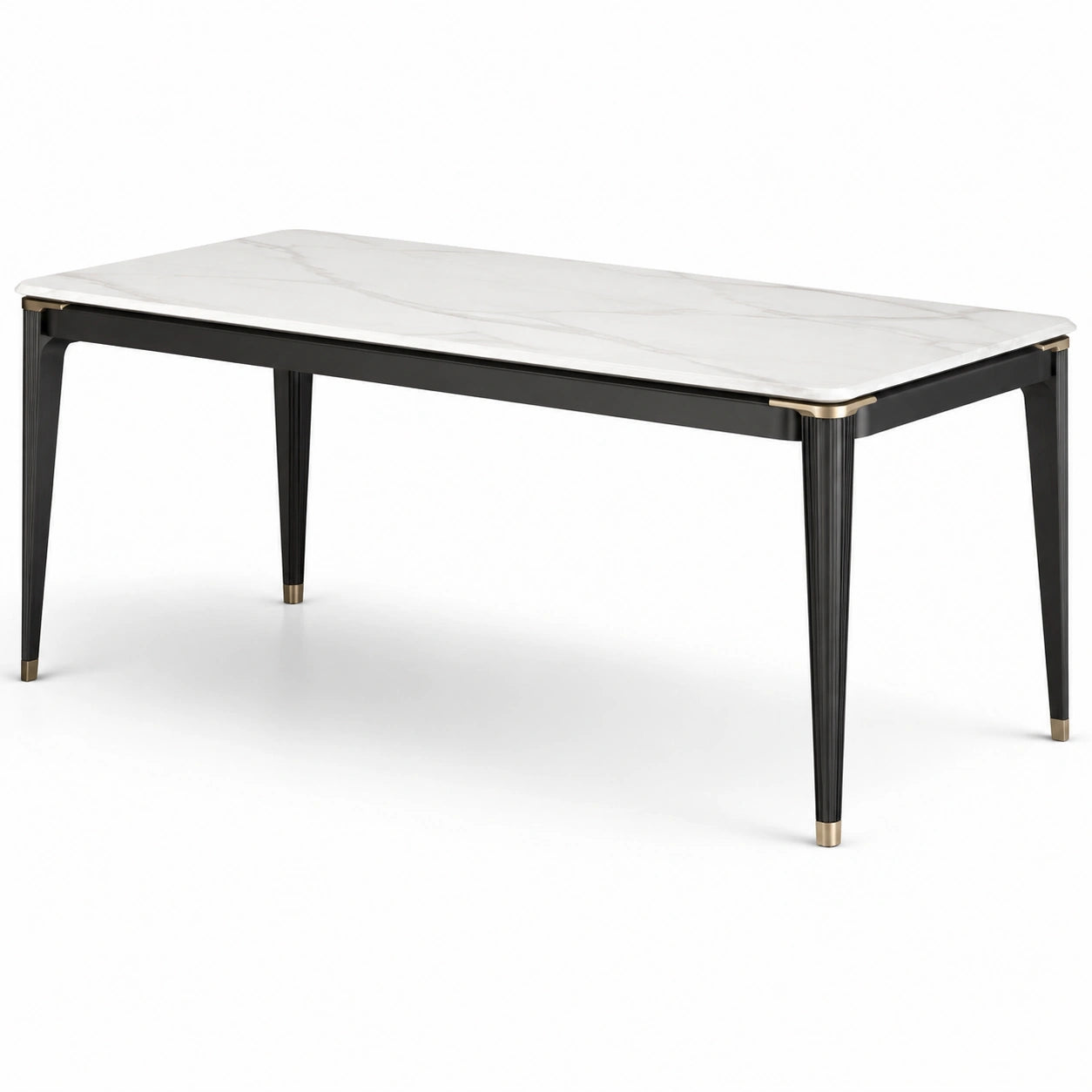 Table rectangulaire en marbre et métal noir 180x90x75 cm
