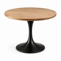 Table ronde en bois de chêne et métal noir, diamètre 120 cm