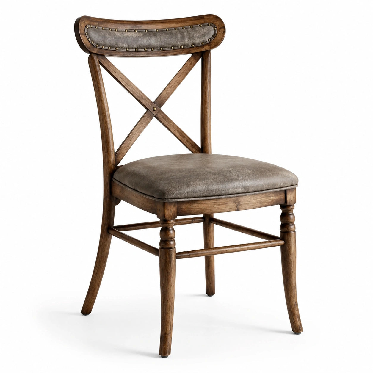 Chaise en bois chêne avec siège en cuir synthétique