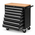 Chariot à outils en métal noir avec plateau stratifié 85cm