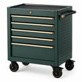 Chariot à outils à roulettes avec 5 tiroirs en acier vert foncé