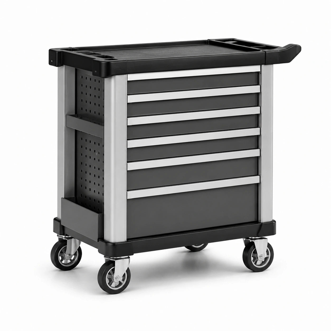 Chariot d'atelier en métal avec 7 tiroirs gris