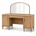 Coiffeuse en bois avec miroir arqué