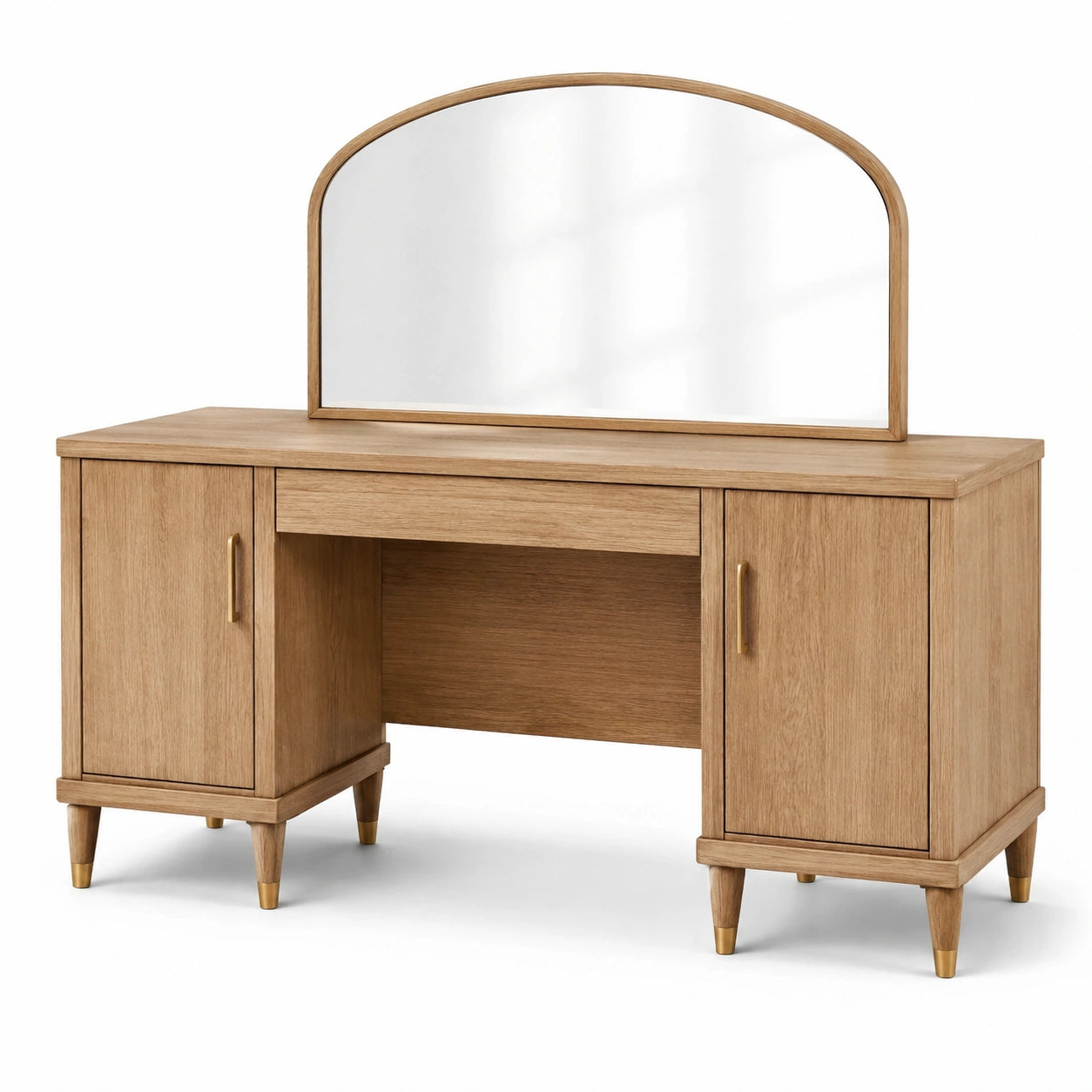 Coiffeuse en bois avec miroir arqué