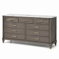 Commode en bois avec plateau en marbre et dix tiroirs